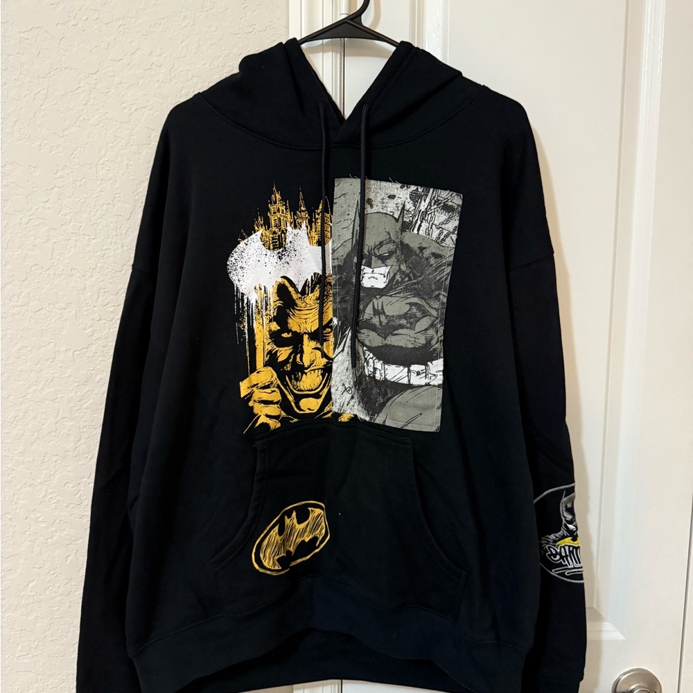 DC Black Hoodie with Batman and Joker Graphic